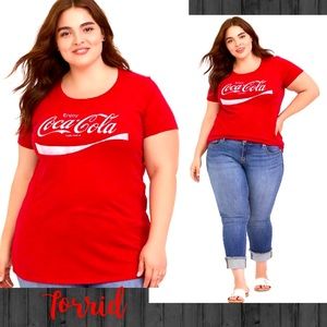 Never worn Coca Cola red slim fit tee by torrid.